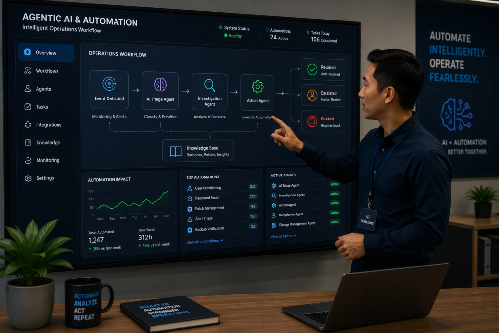 Operations staff reviewing a workflow