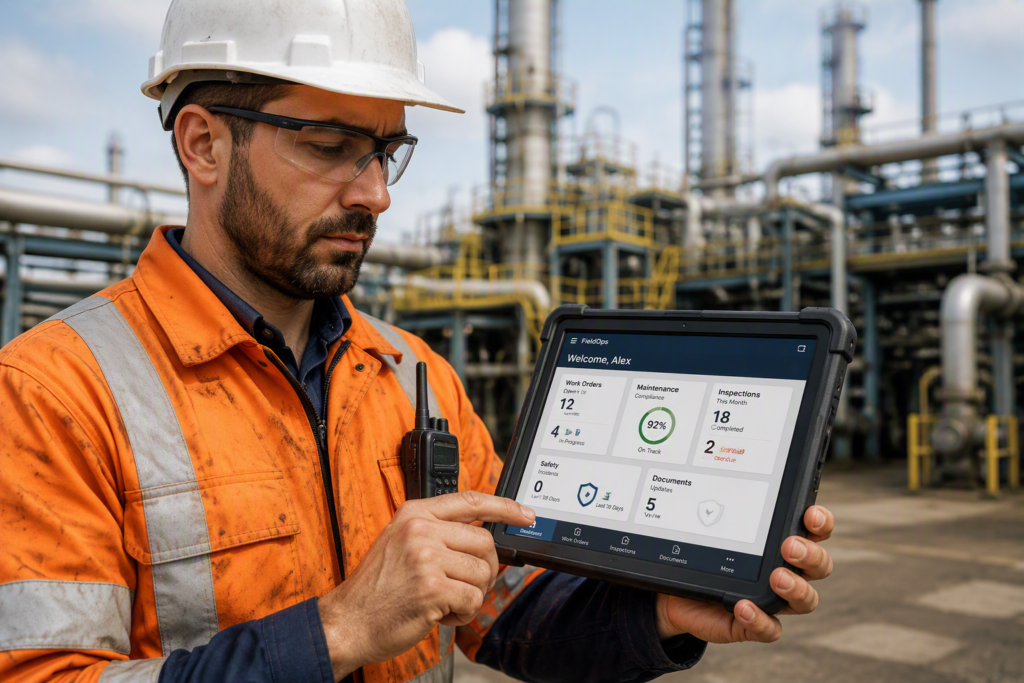 Field or warehouse staff using a device
