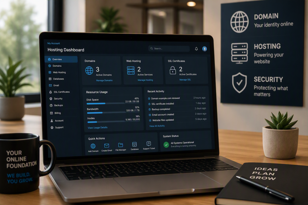 Laptop showing a site or DNS dashboard